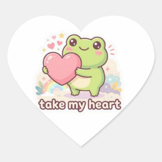 Neem Mijn Hart Kikker Sticker Schattige Kikker Die