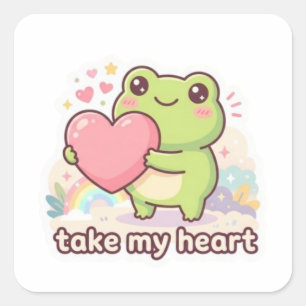 Neem Mijn Hart Kikker Sticker Schattige Kikker Die
