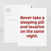Neem nooit een slaappil en een laxeermiddel op de  briefkaart (Voorkant / Achterkant)