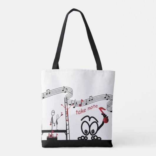 Neem nota van Muziek Leerder Funny Stickman Canvas Tote Bag (Achterkant)