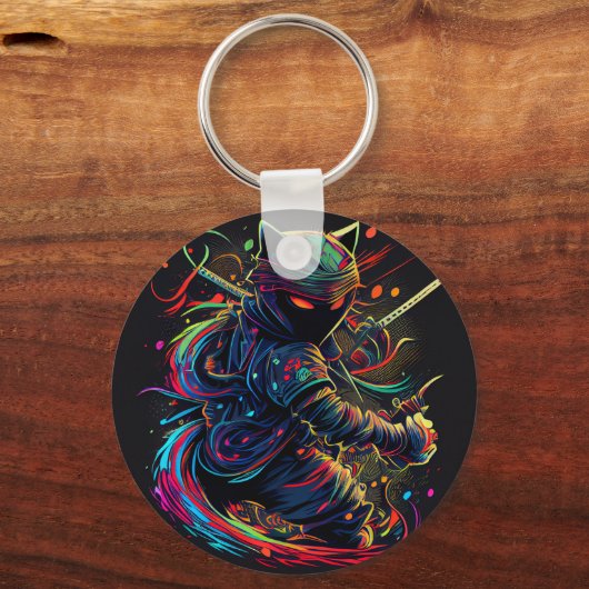 Neem overal uw Ninja Cat mee met een Sleutelhanger (Achterkant)