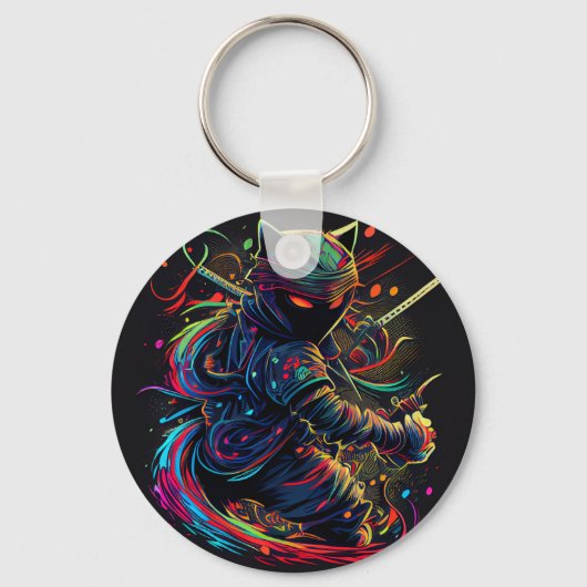 Neem overal uw Ninja Cat mee met een Sleutelhanger (Achterkant)