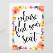 Neem plaats Affordabele Boho bloemenschild Kaart (Voorkant / Achterkant)