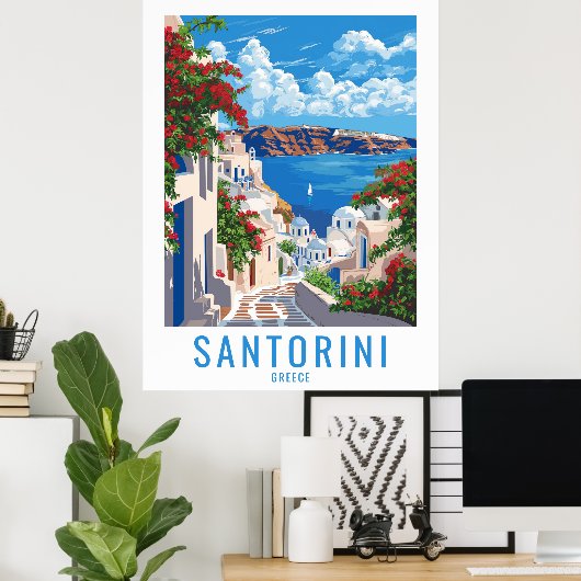Neem Santorini mee naar huis: Santorini Griekenlan Poster (Thuiskantoor)