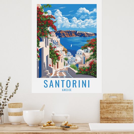 Neem Santorini mee naar huis: Santorini Griekenlan Poster (Keuken)