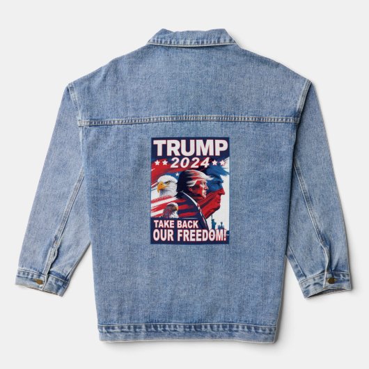Neem terug ons Freedom Donald Trump profiel 2024 Denim Jacket (Achterkant)