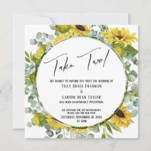 Neem twee Waterverf Floral Postponed Weddencard Kaart