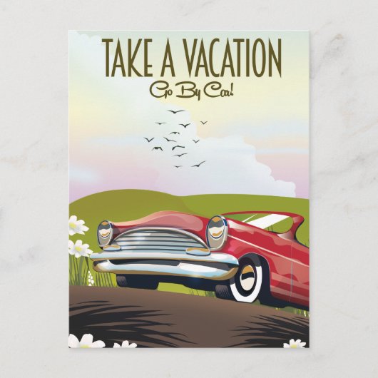 Neem vakantie - Reis per auto Briefkaart (Voorkant)