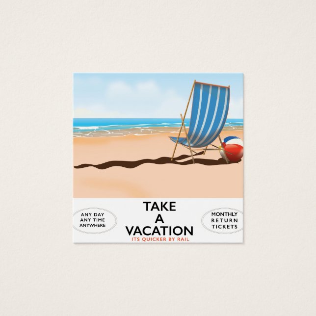 Neem vakantie vierkante visitekaartjes (Voorkant)