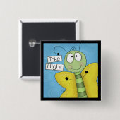 Neem vlucht vlinder vierkante button 5,1 cm (Voorkant /achterkant)