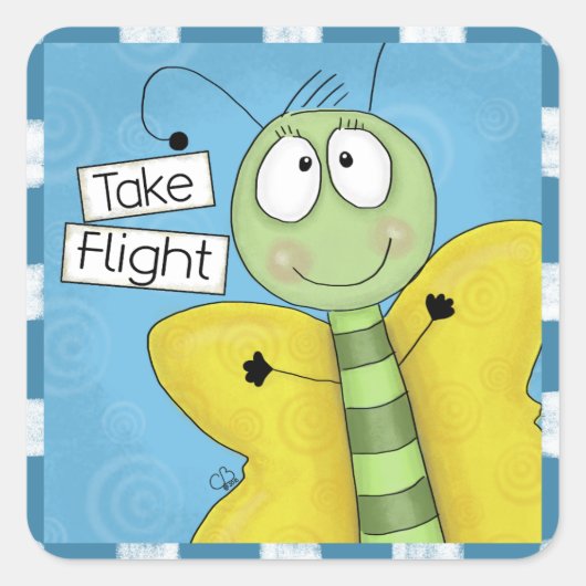 Neem vlucht vlinder vierkante sticker (Voorkant)