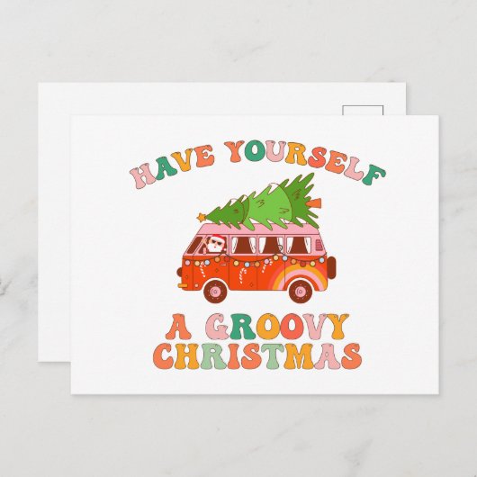 Neem zelf een groovy kerst briefkaart (Voorkant / Achterkant)