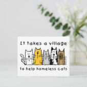 Neemt een dorp hulp bij dakloze katten briefkaart (Staand voorkant)