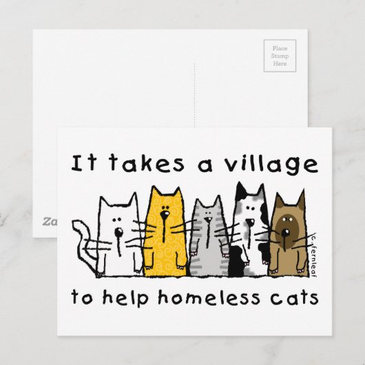 Neemt een dorp hulp bij dakloze katten briefkaart (Voorkant / Achterkant)