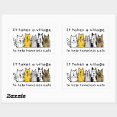 Neemt een dorp hulp bij dakloze katten rechthoekige sticker (Vel)
