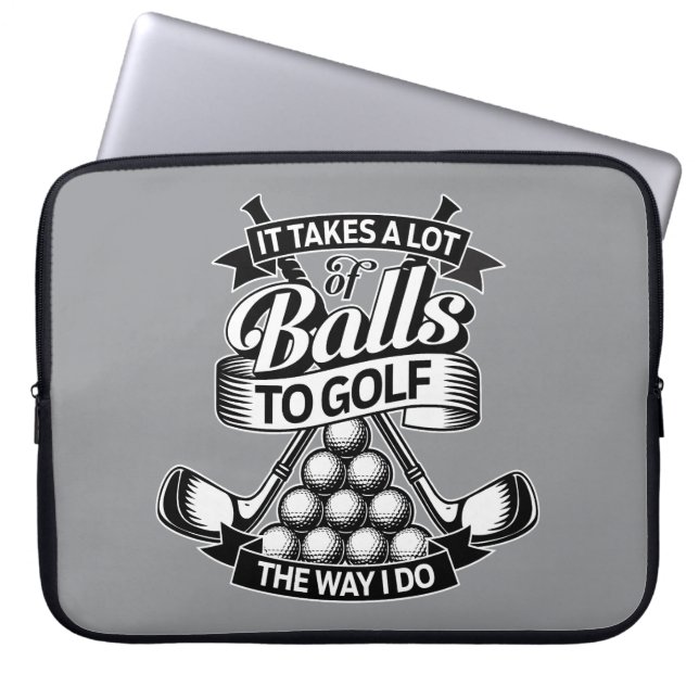 Neemt veel ballen - grappig golf laptop sleeve (Voorkant)