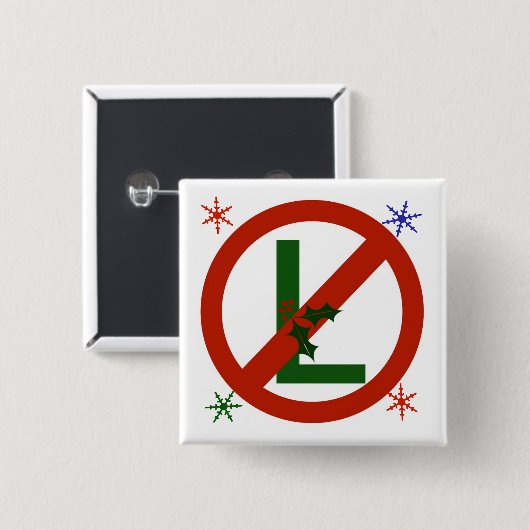 Neen - L Noel Square Kerstmis Button (Voorkant /achterkant)