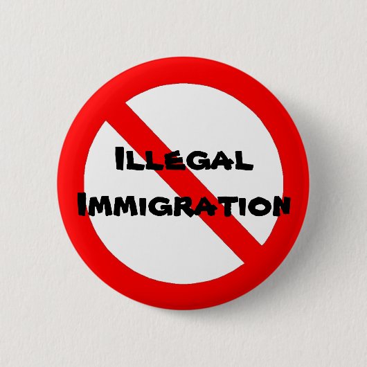 Neen voor illegale immigratie ronde button 5,7 cm (Voorkant)