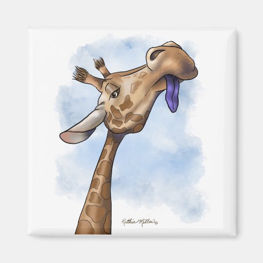 Neerbuigende Giraffe Cartoon Magneet (Voorkant)