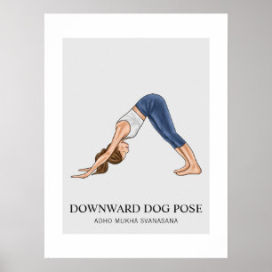 Neerwaartse Hond-houding Yoga Fitness Vrouw Poster