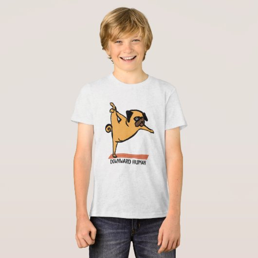 Neerwaartse Human-Yoga-Dog-Funny Tri-Blend Shirt (Voorkant volledig)