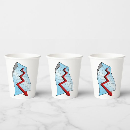 neerwaartse Pijl van Grafiek Red Papieren Bekers