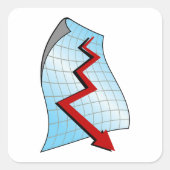 neerwaartse Pijl van Grafiek Red Vierkante Sticker (Voorkant)