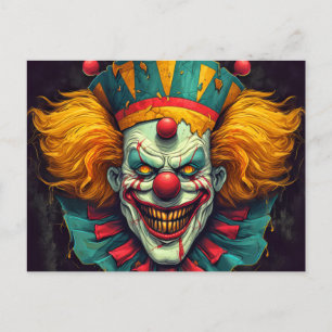 Nefarious Funhouse Clown Illustratie Kunst Briefkaart
