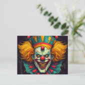 Nefarious Funhouse Clown Illustratie Kunst Briefkaart (Staand voorkant)
