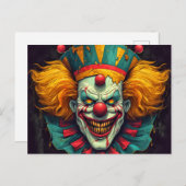 Nefarious Funhouse Clown Illustratie Kunst Briefkaart (Voorkant / Achterkant)