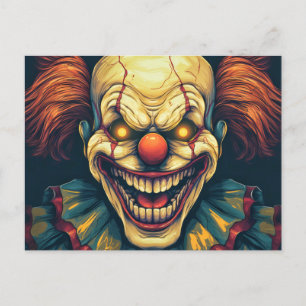 Nefarious Sideshow Clown Illustratie Ontwerp Briefkaart