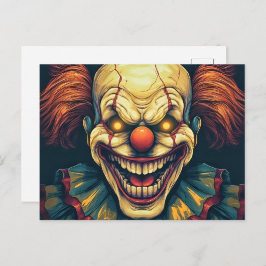 Nefarious Sideshow Clown Illustratie Ontwerp Briefkaart (Voorkant / Achterkant)