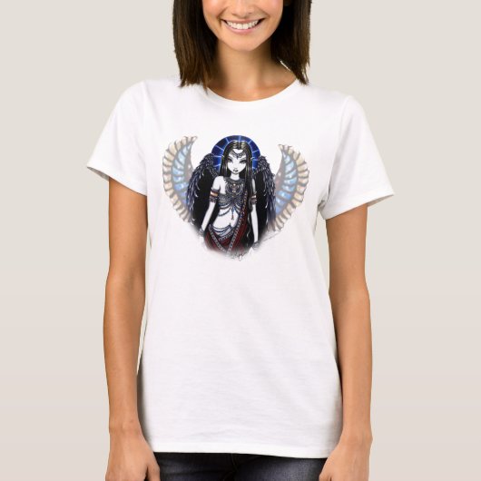 "Nefertari" Egyptian Angel Brown Babydoll T-shirt (Voorkant)