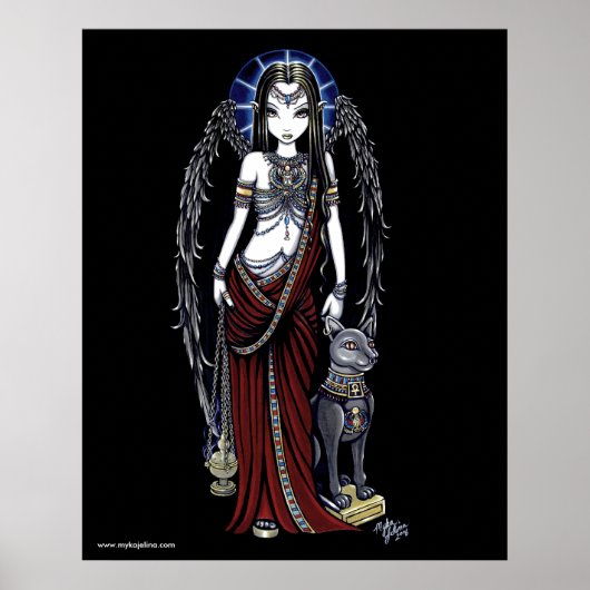 Nefertari Egyptian Bastet Goddess Angel Poster (Voorkant)