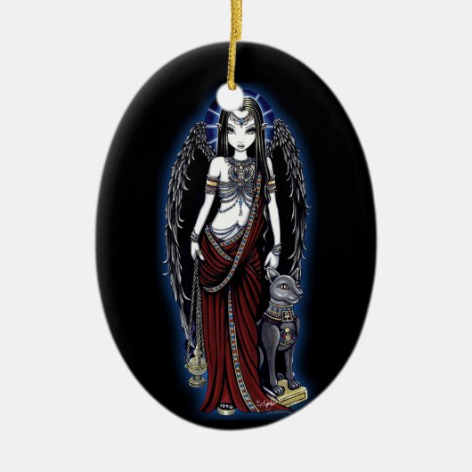"Nefertari" Gothic Egyptian Angel Art Ornament (Voorkant)