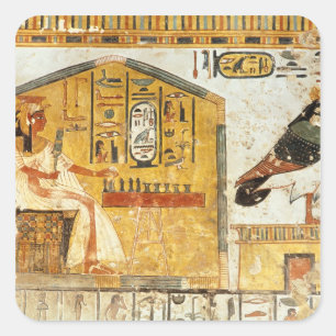 Nefertari speel senet vierkante sticker