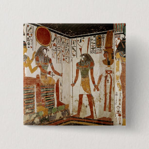 Nefertari wordt voor de god gebracht vierkante button 5,1 cm