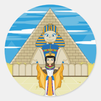 Nefertiti bij de grote sfinx van Gizeh Sticker