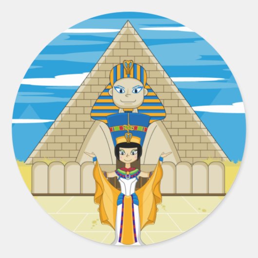 Nefertiti bij de grote sfinx van Gizeh Sticker (Voorkant)