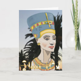 Nefertiti Colorful Portrait en Palm Trees Kaart