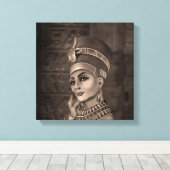 Nefertiti - de Egyptische koningin - sepia Canvas Afdruk (Insitu (Houten vloer))