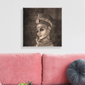 Nefertiti - de Egyptische koningin - sepia Canvas Afdruk (Insitu (Woonkamer))