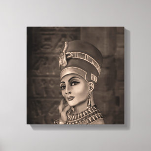 Nefertiti - de Egyptische koningin - sepia Canvas Afdruk