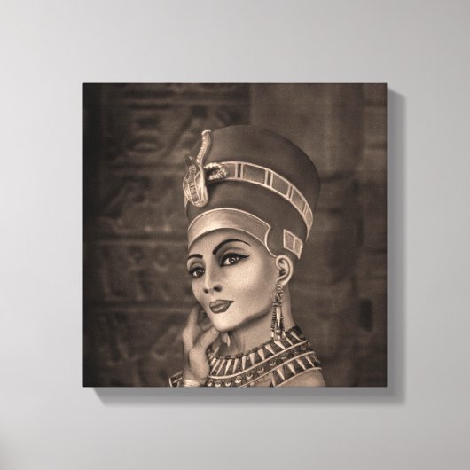 Nefertiti - de Egyptische koningin - sepia Canvas Afdruk (Voorkant)