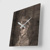 Nefertiti - de Egyptische koningin - sepia Vierkante Klok (Hoek)
