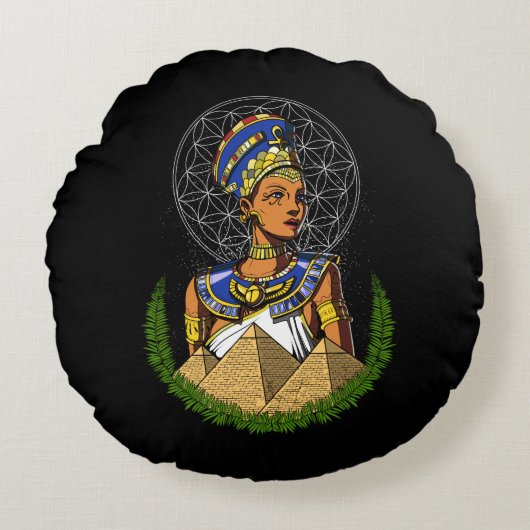 Nefertiti Egyptische koningin Goddess Mythology Rond Kussen (Voorkant)