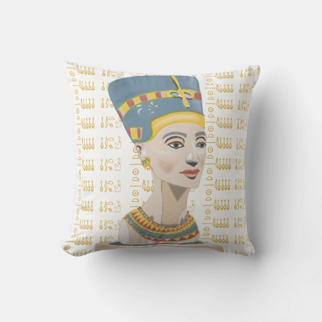 Nefertiti en Cartouche Kussen (Voorkant)