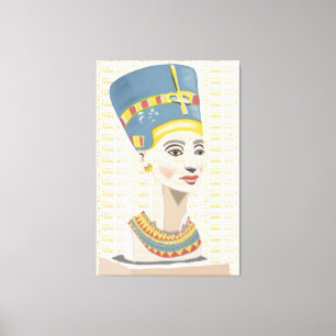 Nefertiti en Gold Tiled Cartouche Canvas Afdruk
