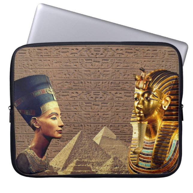 Nefertiti en Tutankhamun Ancient Royalty Laptop Sleeve (Voorkant)