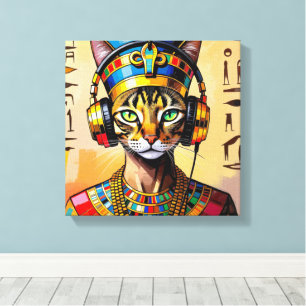 NEFERTITI KONINGIN VAN DE NIJL-ABBYSINIAANSE KAT CANVAS AFDRUK